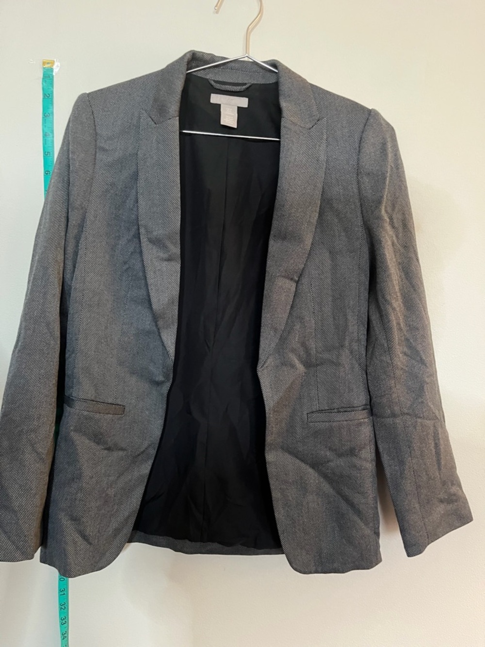 H&M Gray Women's Blazer - Open Front Tailored Jacket